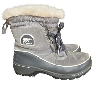 SOREL TIVOLI III lined waterproof winter boots size 8 quarry gray suede